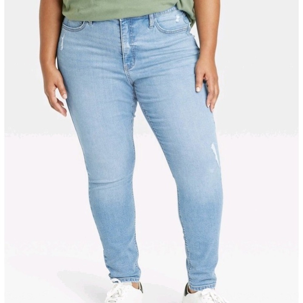 Women's Mid-Rise Skinny Jeans - Ava & Viv Blue Denim 20